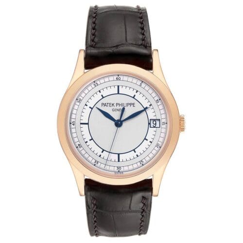 Calatrava 5296G RG ZF 1:1 Best Edition White Dial Blue Hands on Blue Leather Strap 324CS